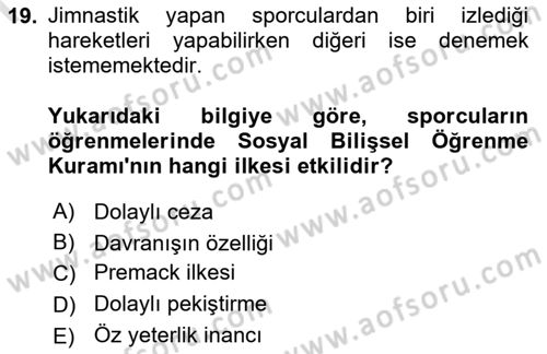 Davranış Bilimlerine Giriş Dersi 2019 - 2020 Yılı (Final) Dönem Sonu Sınav Soruları 19. Soru