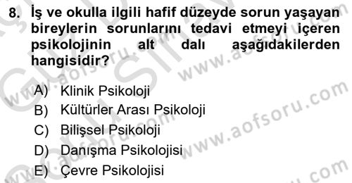 Davranış Bilimlerine Giriş Dersi 2019 - 2020 Yılı (Final) Dönem Sonu Sınav Soruları 8. Soru