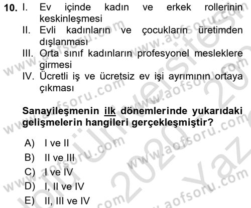 Davranış Bilimlerine Giriş Dersi 2020 - 2021 Yılı Yaz Okulu Sınav Soruları 10. Soru