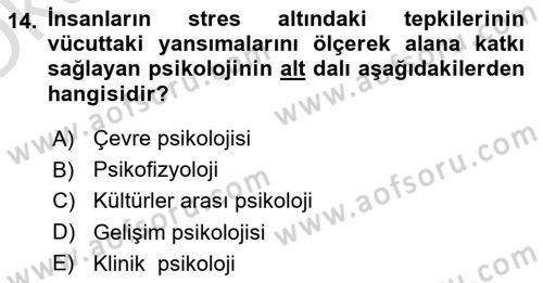 Davranış Bilimlerine Giriş Dersi 2020 - 2021 Yılı Yaz Okulu Sınav Soruları 14. Soru