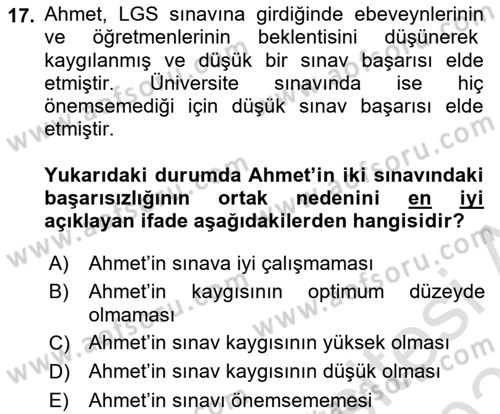 Davranış Bilimlerine Giriş Dersi 2020 - 2021 Yılı Yaz Okulu Sınav Soruları 17. Soru