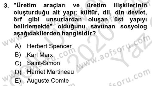 Davranış Bilimlerine Giriş Dersi 2020 - 2021 Yılı Yaz Okulu Sınav Soruları 3. Soru
