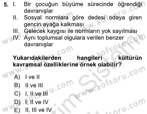 Davranış Bilimlerine Giriş Dersi 2020 - 2021 Yılı Yaz Okulu Sınav Soruları 5. Soru