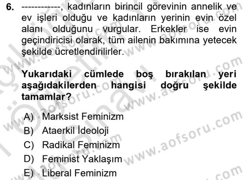 Davranış Bilimlerine Giriş Dersi 2020 - 2021 Yılı Yaz Okulu Sınav Soruları 6. Soru