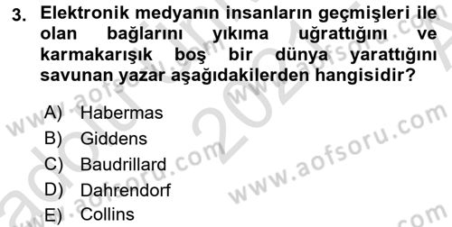 Davranış Bilimlerine Giriş Dersi 2021 - 2022 Yılı (Vize) Ara Sınav Soruları 3. Soru