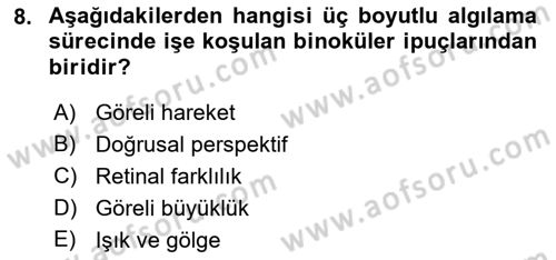 Davranış Bilimlerine Giriş Dersi 2021 - 2022 Yılı (Final) Dönem Sonu Sınav Soruları 8. Soru