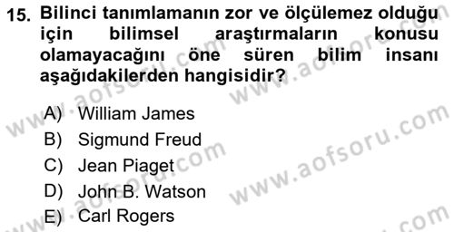 Davranış Bilimlerine Giriş Dersi 2021 - 2022 Yılı Yaz Okulu Sınav Soruları 15. Soru