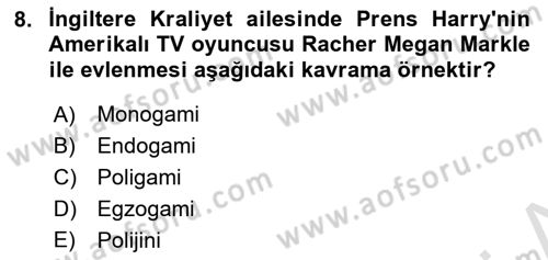 Davranış Bilimlerine Giriş Dersi 2021 - 2022 Yılı Yaz Okulu Sınav Soruları 8. Soru