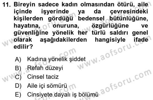 Davranış Bilimlerine Giriş Dersi 2022 - 2023 Yılı (Vize) Ara Sınav Soruları 11. Soru