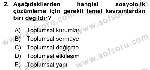 Davranış Bilimlerine Giriş Dersi 2022 - 2023 Yılı (Vize) Ara Sınav Soruları 2. Soru