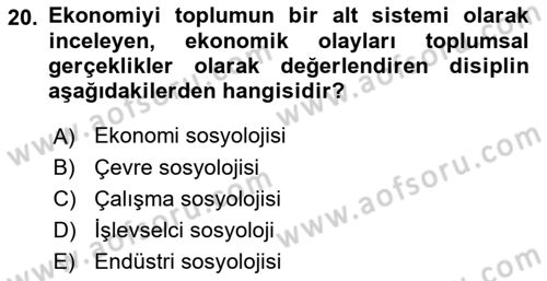 Davranış Bilimlerine Giriş Dersi 2022 - 2023 Yılı (Vize) Ara Sınav Soruları 20. Soru