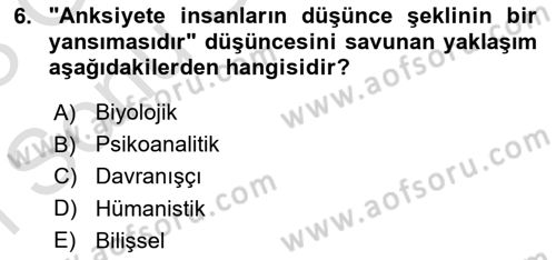 Davranış Bilimlerine Giriş Dersi 2022 - 2023 Yılı (Final) Dönem Sonu Sınav Soruları 6. Soru