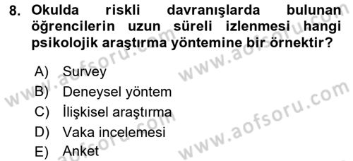 Davranış Bilimlerine Giriş Dersi 2022 - 2023 Yılı (Final) Dönem Sonu Sınav Soruları 8. Soru