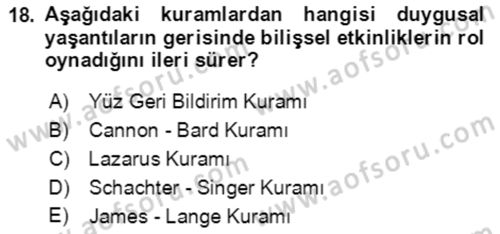 Davranış Bilimlerine Giriş Dersi 2022 - 2023 Yılı Yaz Okulu Sınav Soruları 18. Soru