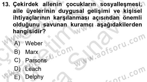 Davranış Bilimlerine Giriş Dersi 2023 - 2024 Yılı (Vize) Ara Sınav Soruları 13. Soru