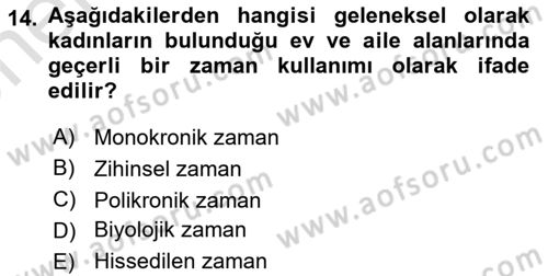 Davranış Bilimlerine Giriş Dersi 2023 - 2024 Yılı (Vize) Ara Sınav Soruları 14. Soru