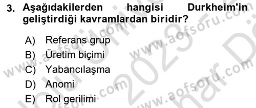 Davranış Bilimlerine Giriş Dersi 2023 - 2024 Yılı (Vize) Ara Sınav Soruları 3. Soru