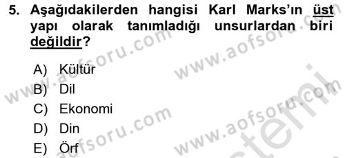 Davranış Bilimlerine Giriş Dersi 2023 - 2024 Yılı (Vize) Ara Sınav Soruları 5. Soru