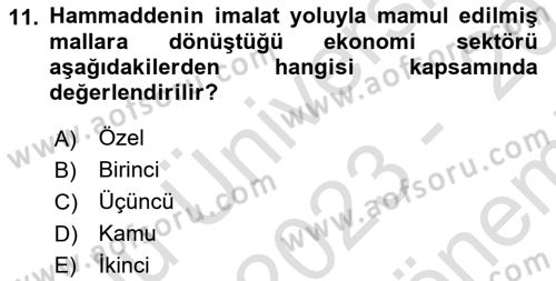 Davranış Bilimlerine Giriş Dersi 2023 - 2024 Yılı (Final) Dönem Sonu Sınav Soruları 11. Soru