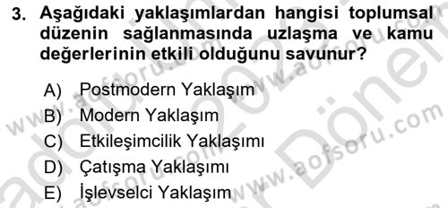 Davranış Bilimlerine Giriş Dersi 2023 - 2024 Yılı (Final) Dönem Sonu Sınav Soruları 3. Soru