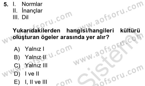 Davranış Bilimlerine Giriş Dersi 2023 - 2024 Yılı Yaz Okulu Sınav Soruları 5. Soru