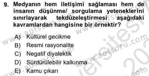 Davranış Bilimlerine Giriş Dersi 2023 - 2024 Yılı Yaz Okulu Sınav Soruları 9. Soru