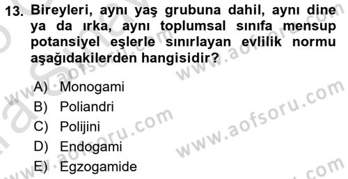 Davranış Bilimlerine Giriş Dersi Ara Sınavı Deneme Sınav Soruları 13. Soru