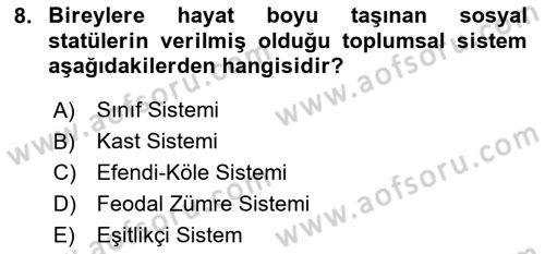 Davranış Bilimlerine Giriş Dersi Ara Sınavı Deneme Sınav Soruları 8. Soru