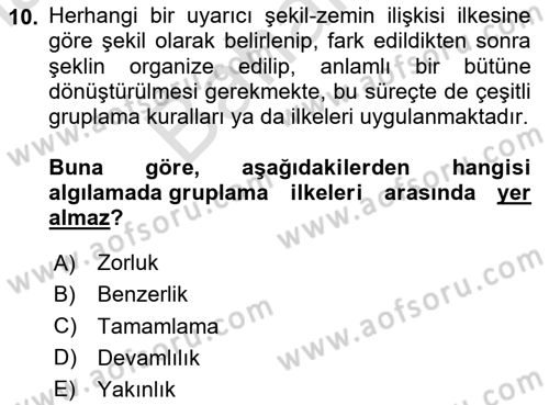Davranış Bilimlerine Giriş Dersi 2024 - 2025 Yılı (Final) Dönem Sonu Sınav Soruları 10. Soru