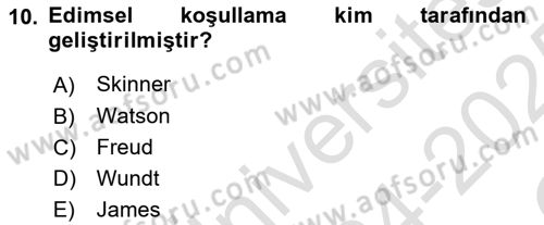 Davranış Bilimlerine Giriş Dersi 2024 - 2025 Yılı Yaz Okulu Sınav Soruları 10. Soru