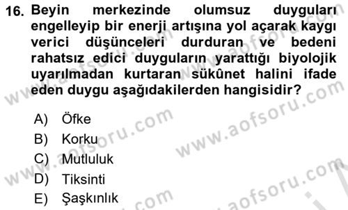 Davranış Bilimlerine Giriş Dersi 2024 - 2025 Yılı Yaz Okulu Sınav Soruları 16. Soru