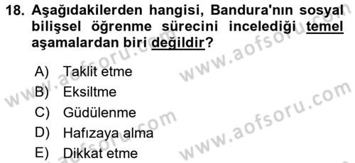 Davranış Bilimlerine Giriş Dersi 2024 - 2025 Yılı Yaz Okulu Sınav Soruları 18. Soru