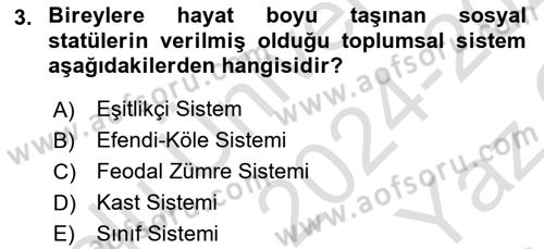 Davranış Bilimlerine Giriş Dersi 2024 - 2025 Yılı Yaz Okulu Sınav Soruları 3. Soru
