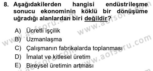 Davranış Bilimlerine Giriş Dersi 2024 - 2025 Yılı Yaz Okulu Sınav Soruları 8. Soru