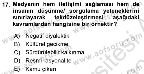 Davranış Bilimlerine Giriş Dersi 2025 - 2026 Yılı (Vize) Ara Sınav Soruları 17. Soru
