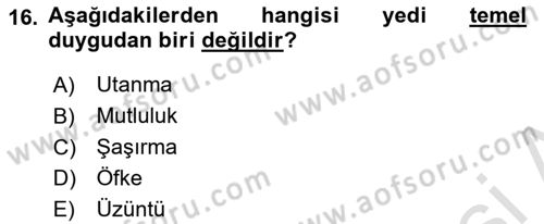 Davranış Bilimlerine Giriş Dersi 2025 - 2026 Yılı (Final) Dönem Sonu Sınav Soruları 16. Soru