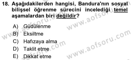 Davranış Bilimlerine Giriş Dersi 2025 - 2026 Yılı (Final) Dönem Sonu Sınav Soruları 18. Soru