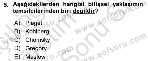 Davranış Bilimlerine Giriş Dersi 2025 - 2026 Yılı (Final) Dönem Sonu Sınav Soruları 5. Soru