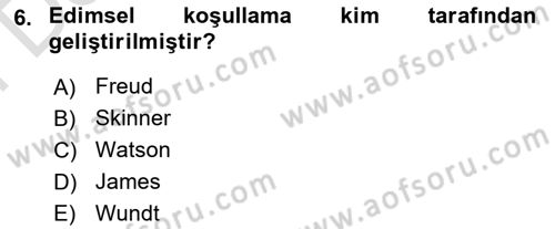 Davranış Bilimlerine Giriş Dersi 2025 - 2026 Yılı (Final) Dönem Sonu Sınav Soruları 6. Soru