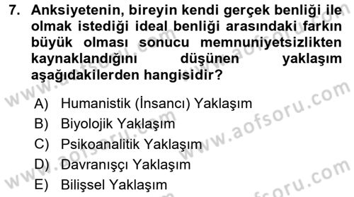 Davranış Bilimlerine Giriş Dersi 2025 - 2026 Yılı (Final) Dönem Sonu Sınav Soruları 7. Soru