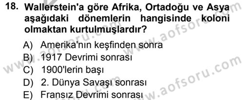 Toplumsal Değişme Kuramları Dersi Ara Sınavı Deneme Sınav Soruları 18. Soru