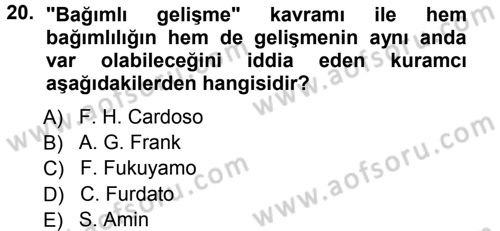 Toplumsal Değişme Kuramları Dersi Ara Sınavı Deneme Sınav Soruları 20. Soru