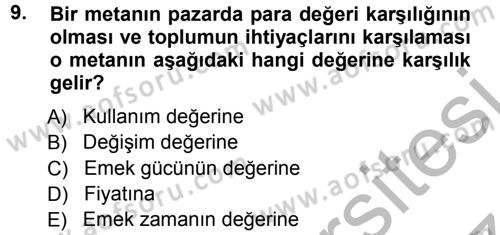 Toplumsal Değişme Kuramları Dersi Ara Sınavı Deneme Sınav Soruları 9. Soru