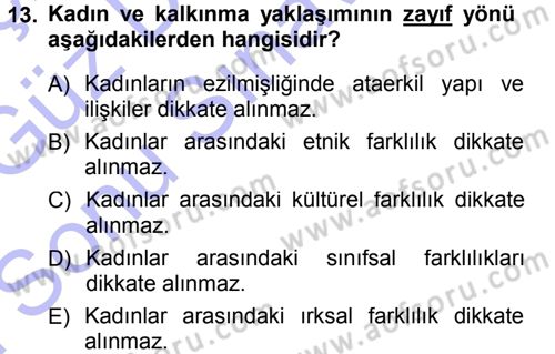 Toplumsal Değişme Kuramları Dersi 2012 - 2013 Yılı (Final) Dönem Sonu Sınav Soruları 13. Soru