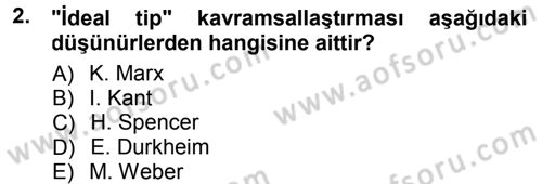 Toplumsal Değişme Kuramları Dersi 2012 - 2013 Yılı (Final) Dönem Sonu Sınav Soruları 2. Soru