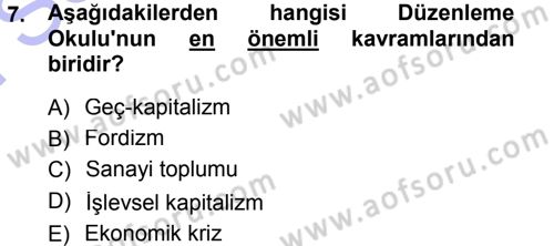 Toplumsal Değişme Kuramları Dersi 2012 - 2013 Yılı (Final) Dönem Sonu Sınavı 7. Soru