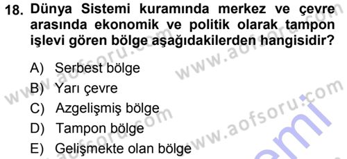 Toplumsal Değişme Kuramları Dersi 2013 - 2014 Yılı (Vize) Ara Sınavı 18. Soru