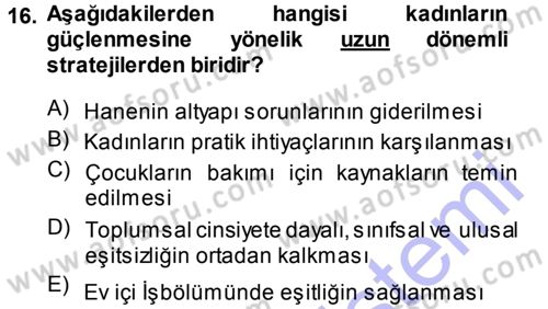 Toplumsal Değişme Kuramları Dersi 2013 - 2014 Yılı (Final) Dönem Sonu Sınav Soruları 16. Soru