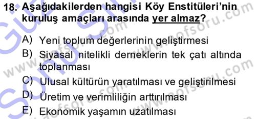 Toplumsal Değişme Kuramları Dersi 2013 - 2014 Yılı (Final) Dönem Sonu Sınav Soruları 18. Soru