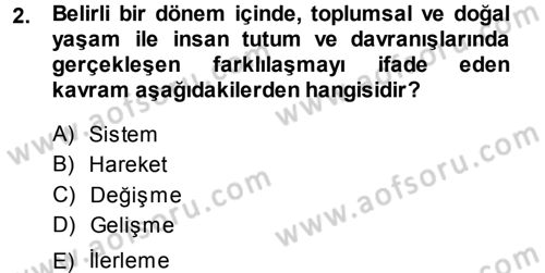Toplumsal Değişme Kuramları Dersi 2013 - 2014 Yılı (Final) Dönem Sonu Sınav Soruları 2. Soru